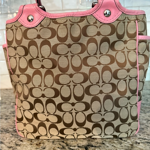 2009 Coach Jacquard Signature Limited Edition Pink Flowers Canvas Tote - Picture 6 of 16